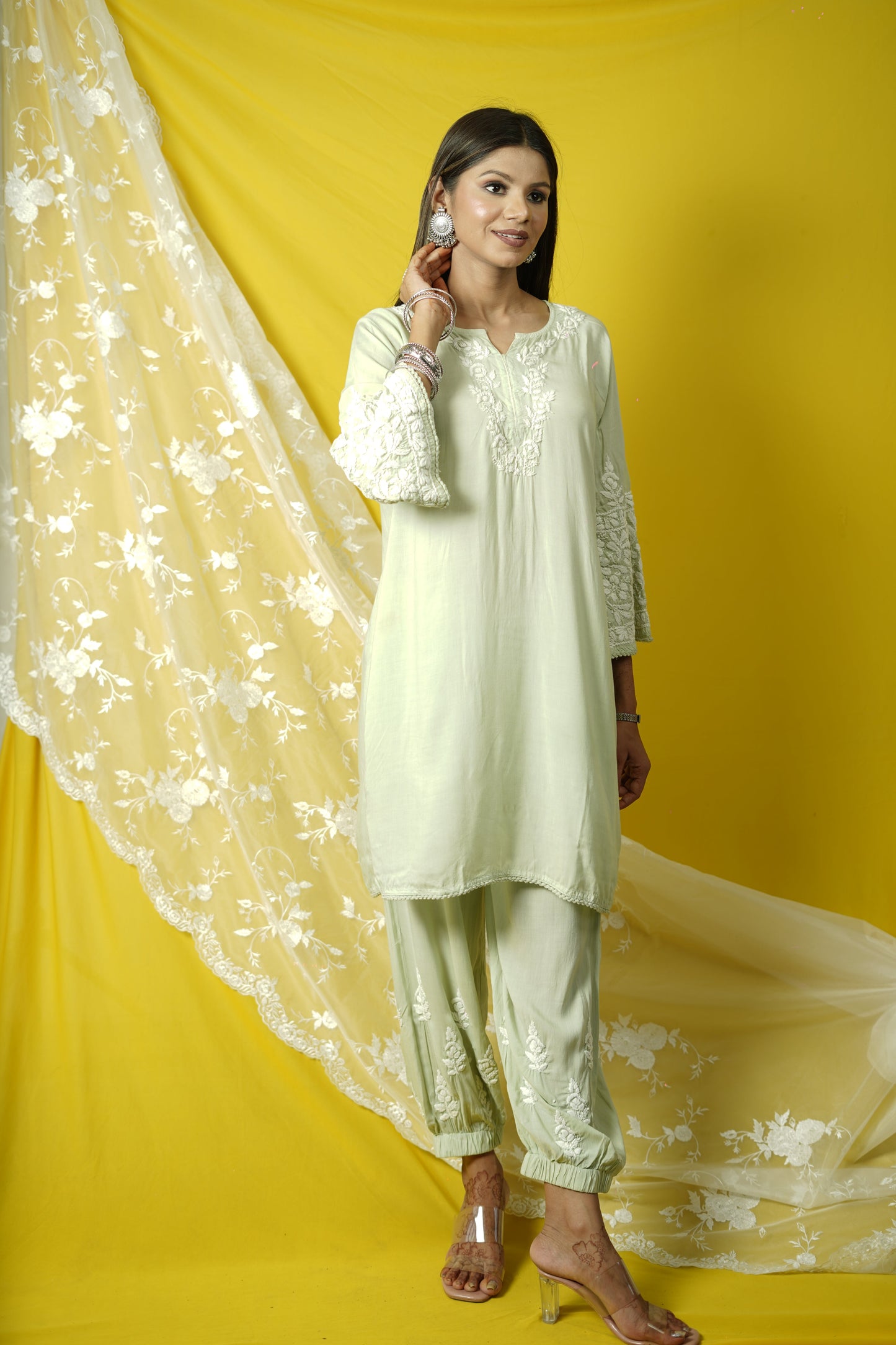Afghani Style Modal Chikankari Co-ord set