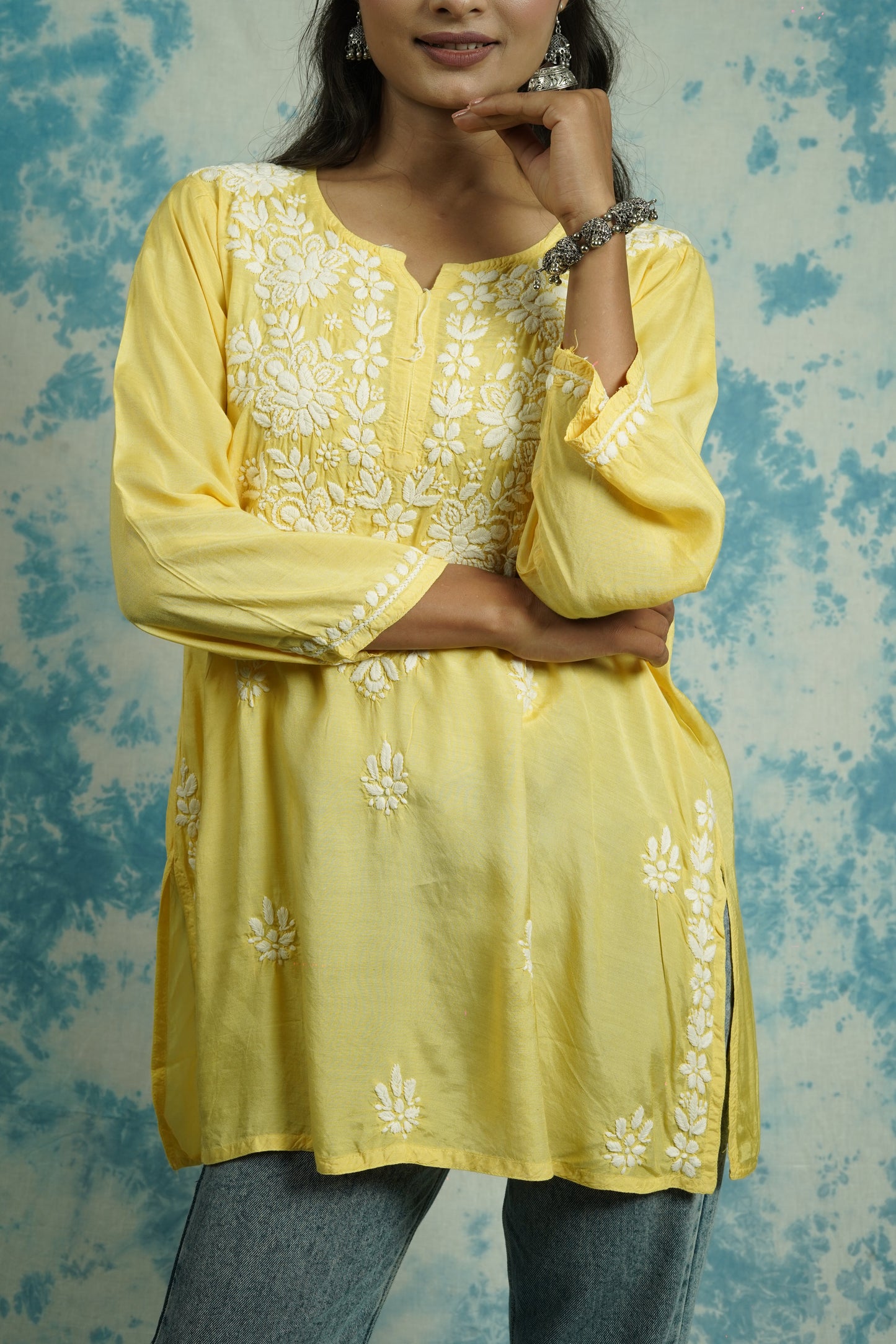 Muslin Chikankari short kurti