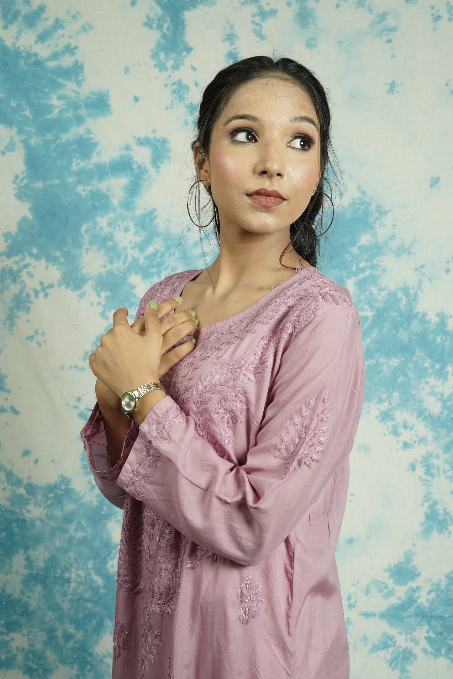 Modal Chikankari long Straight kurti