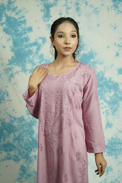 Modal Chikankari long Straight kurti