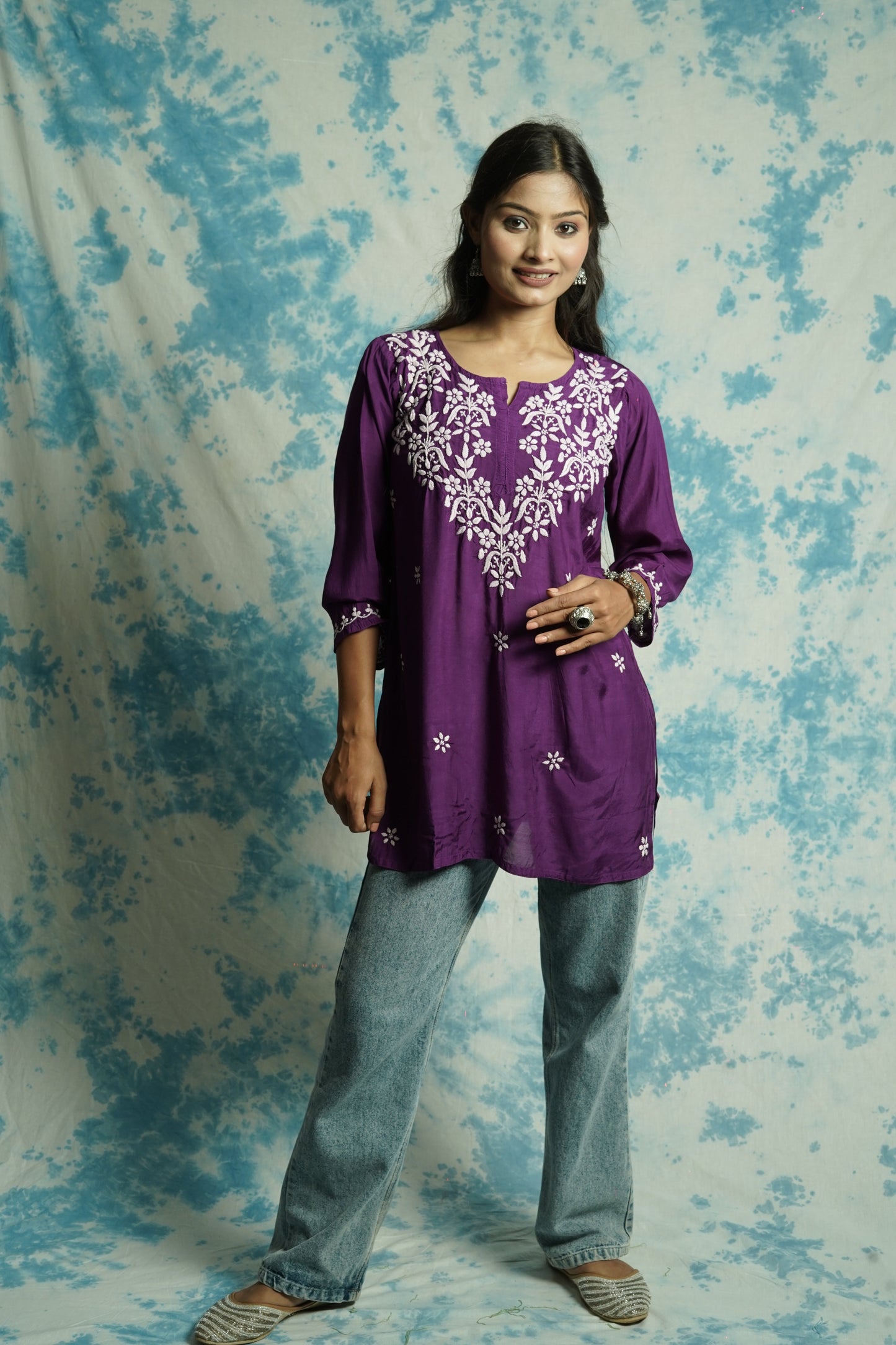 Muslin Chikankari short kurti