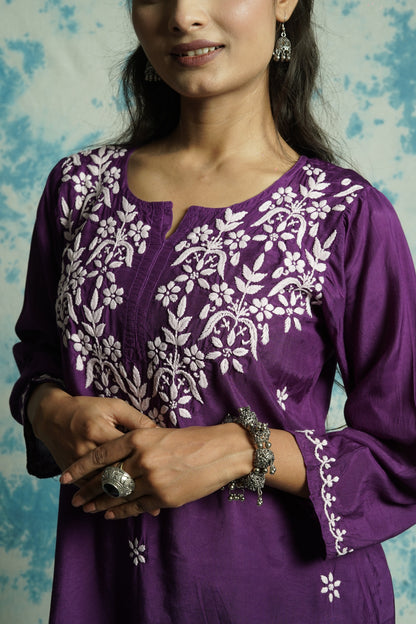 Muslin Chikankari short kurti