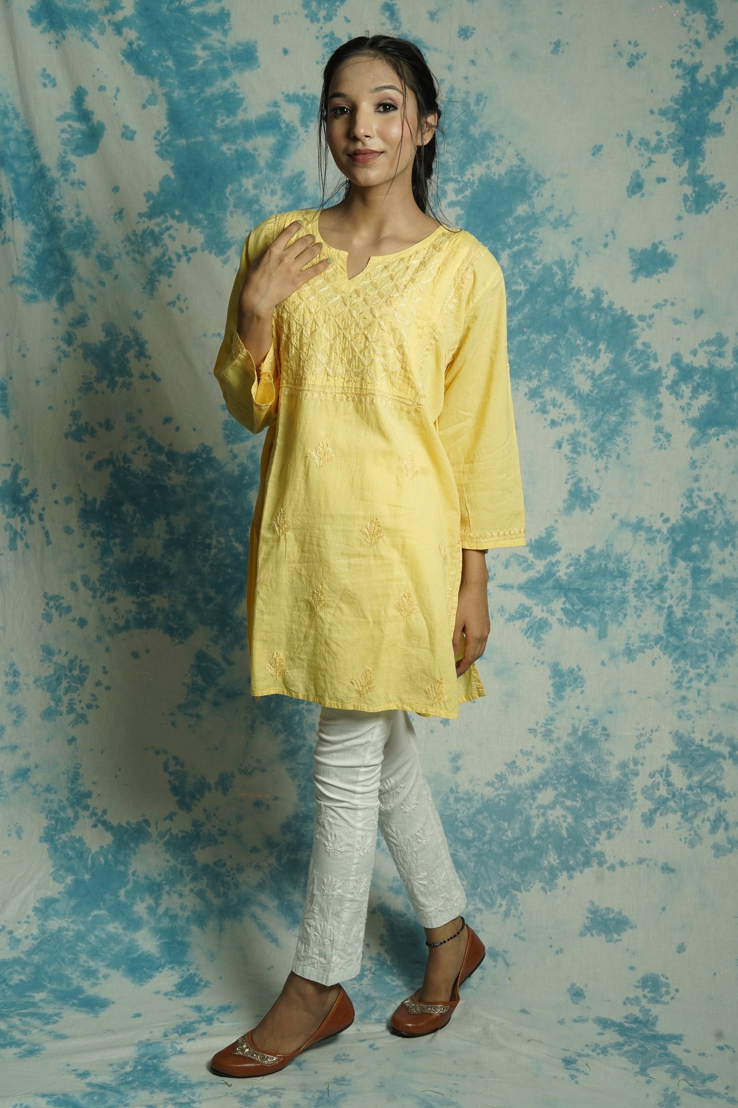 Cotton Chikankari short kurti