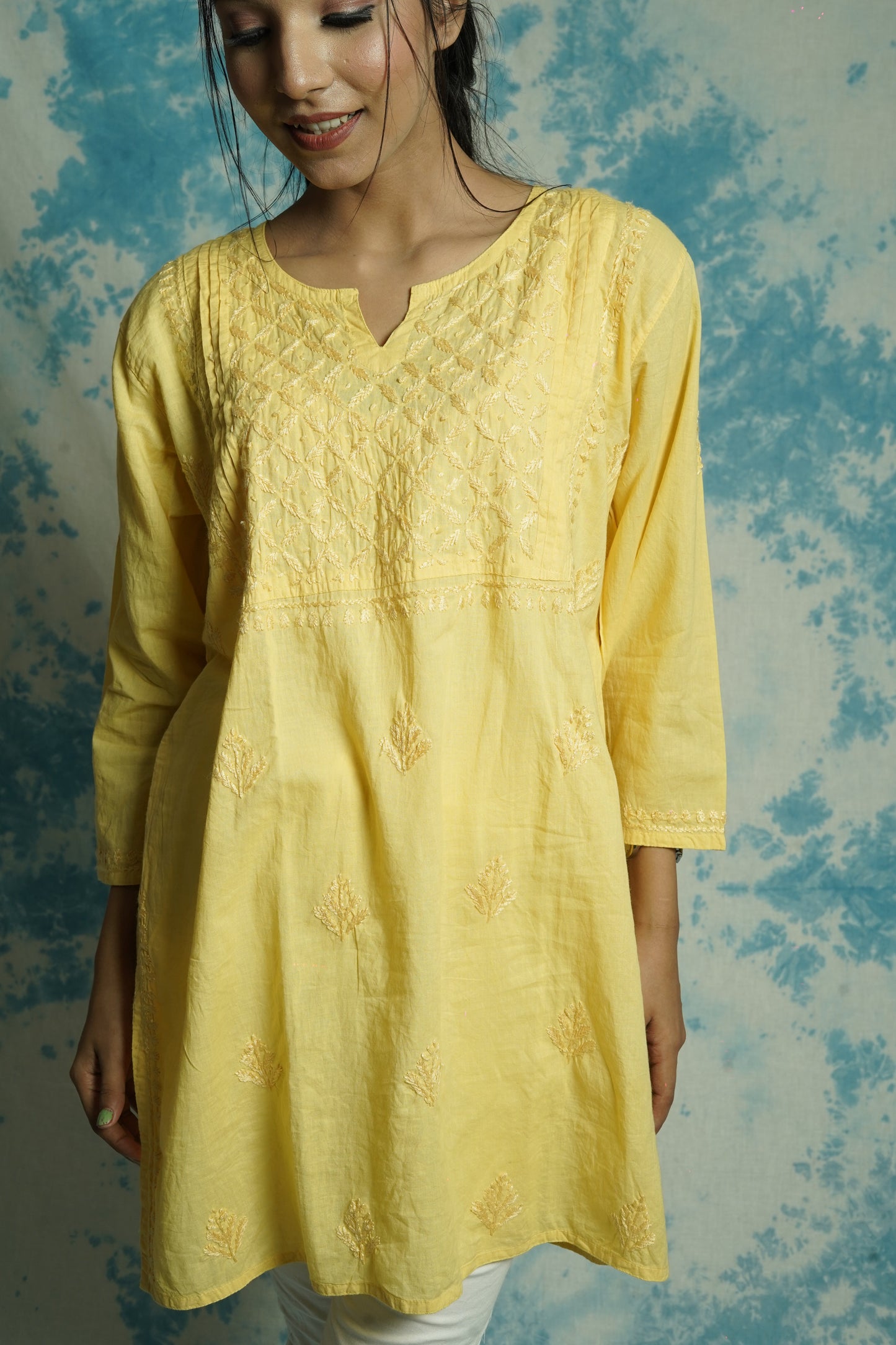 Cotton Chikankari short kurti