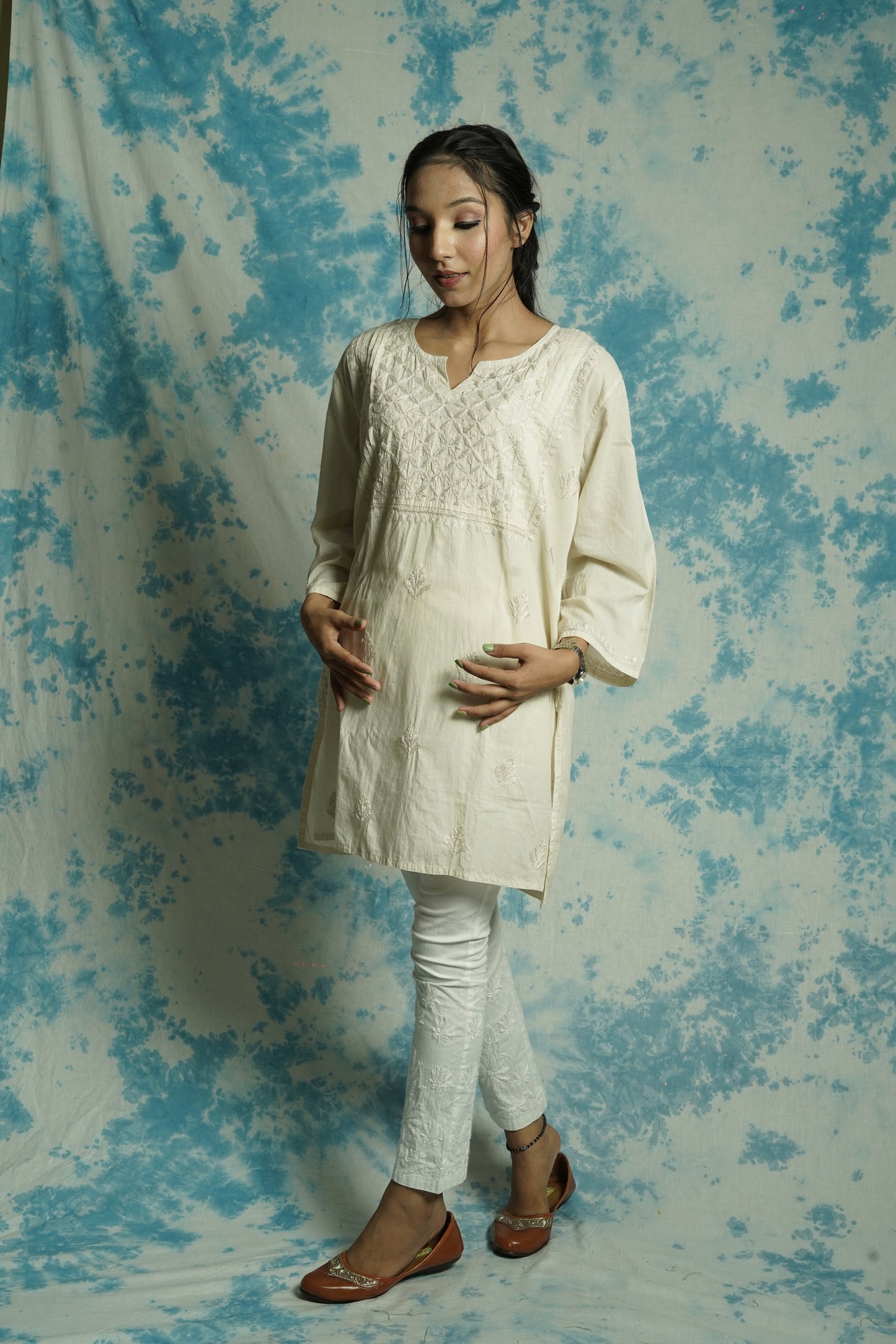 Cotton Chikankari short kurti