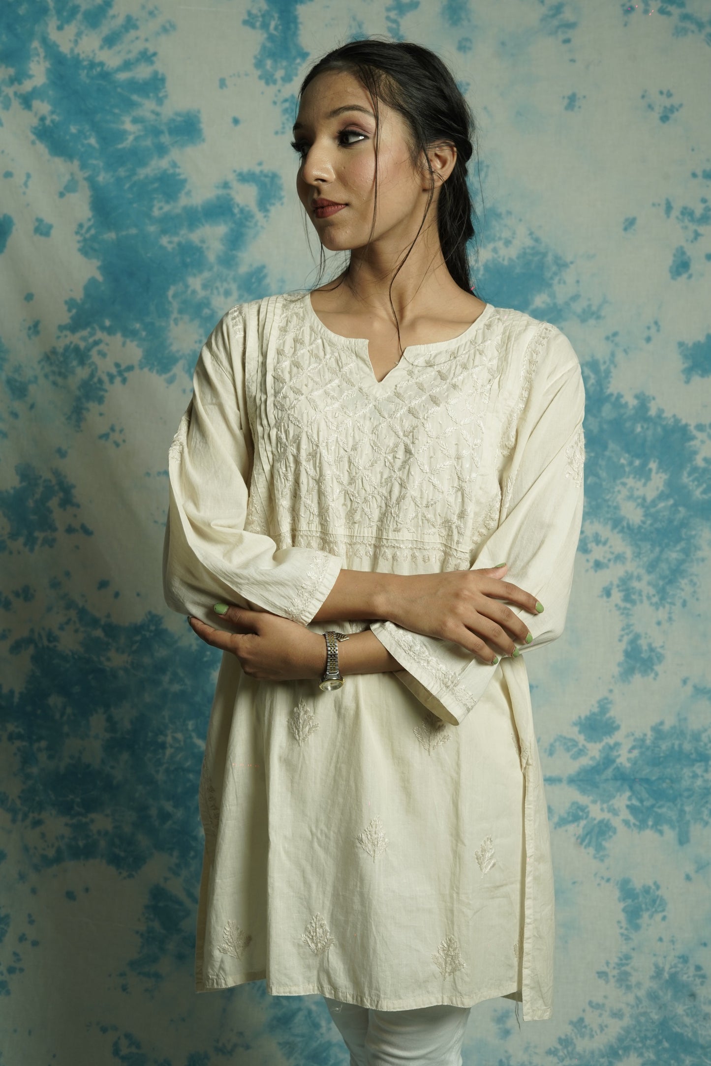 Cotton Chikankari short kurti
