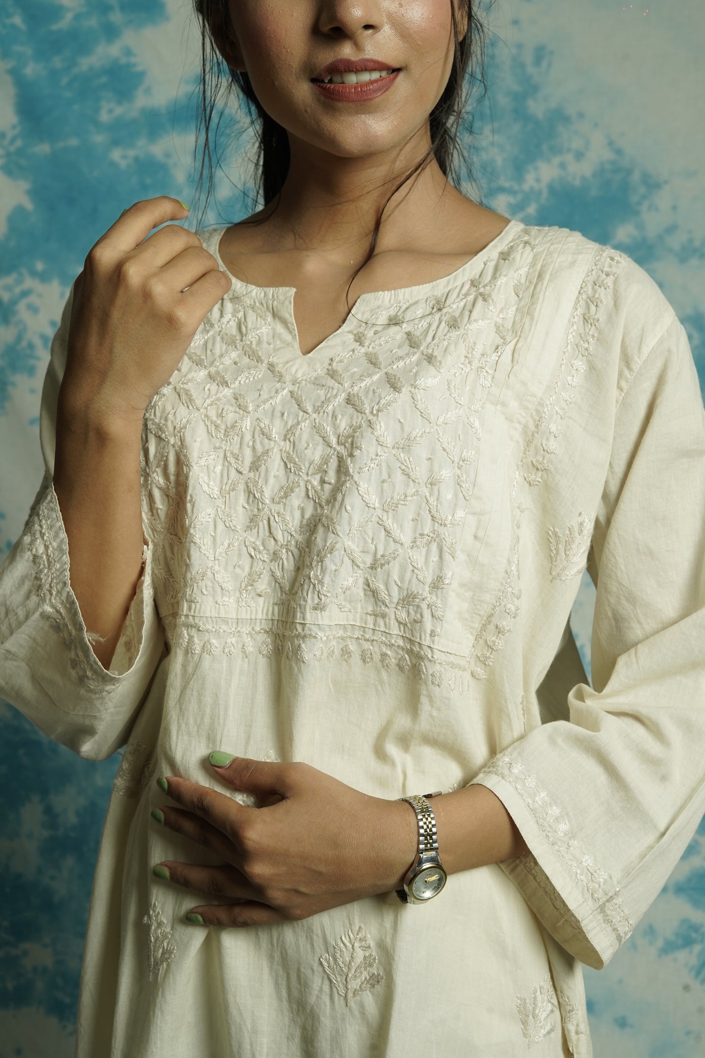 Cotton Chikankari short kurti