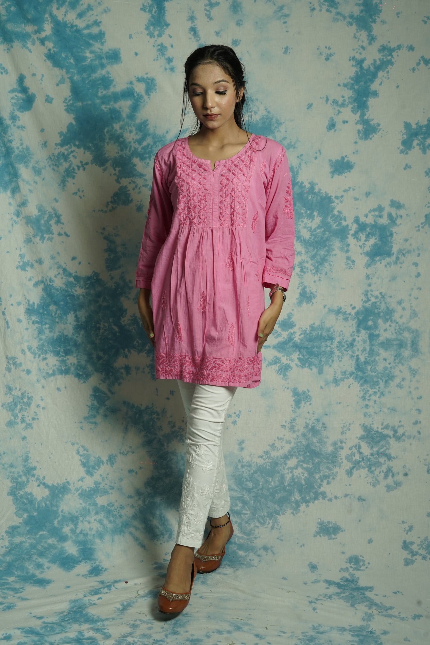 Cotton Chikankari short kurti
