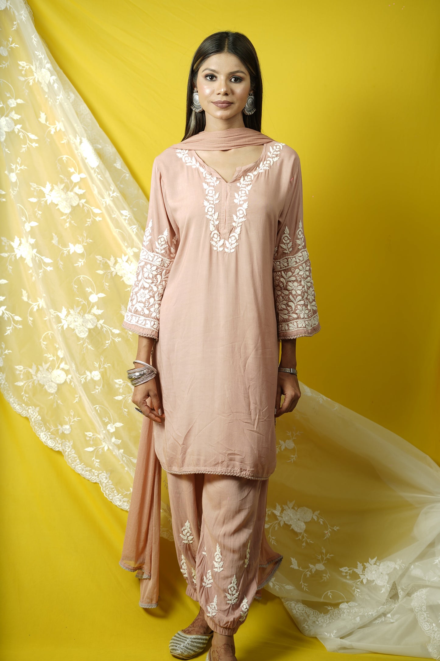 Afghani Style Chikankari Kurta Dupatta Set