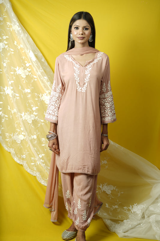 Afghani Style Chikankari Kurta Dupatta Set