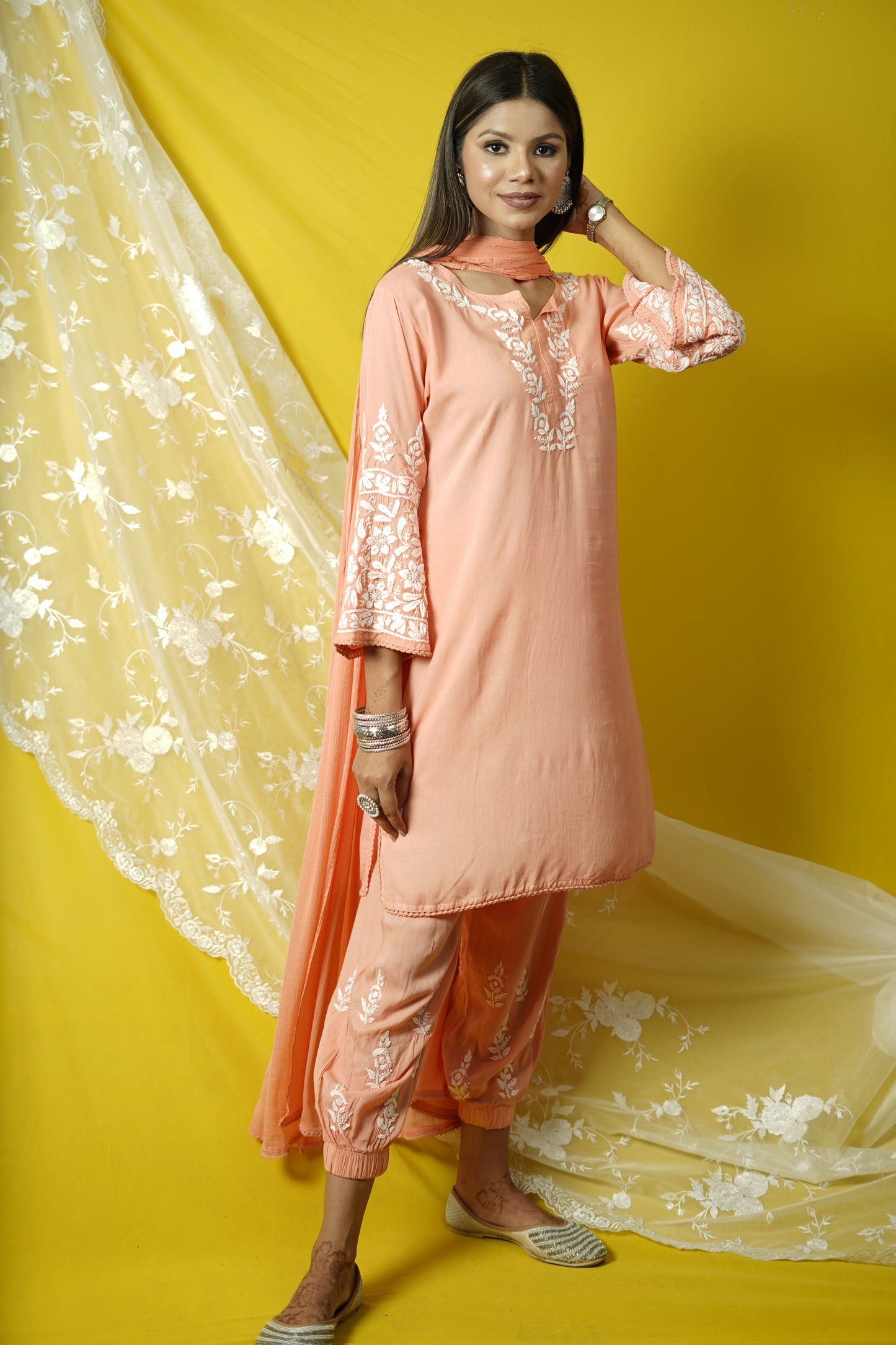 Afghani Style Chikankari Kurta Dupatta Set