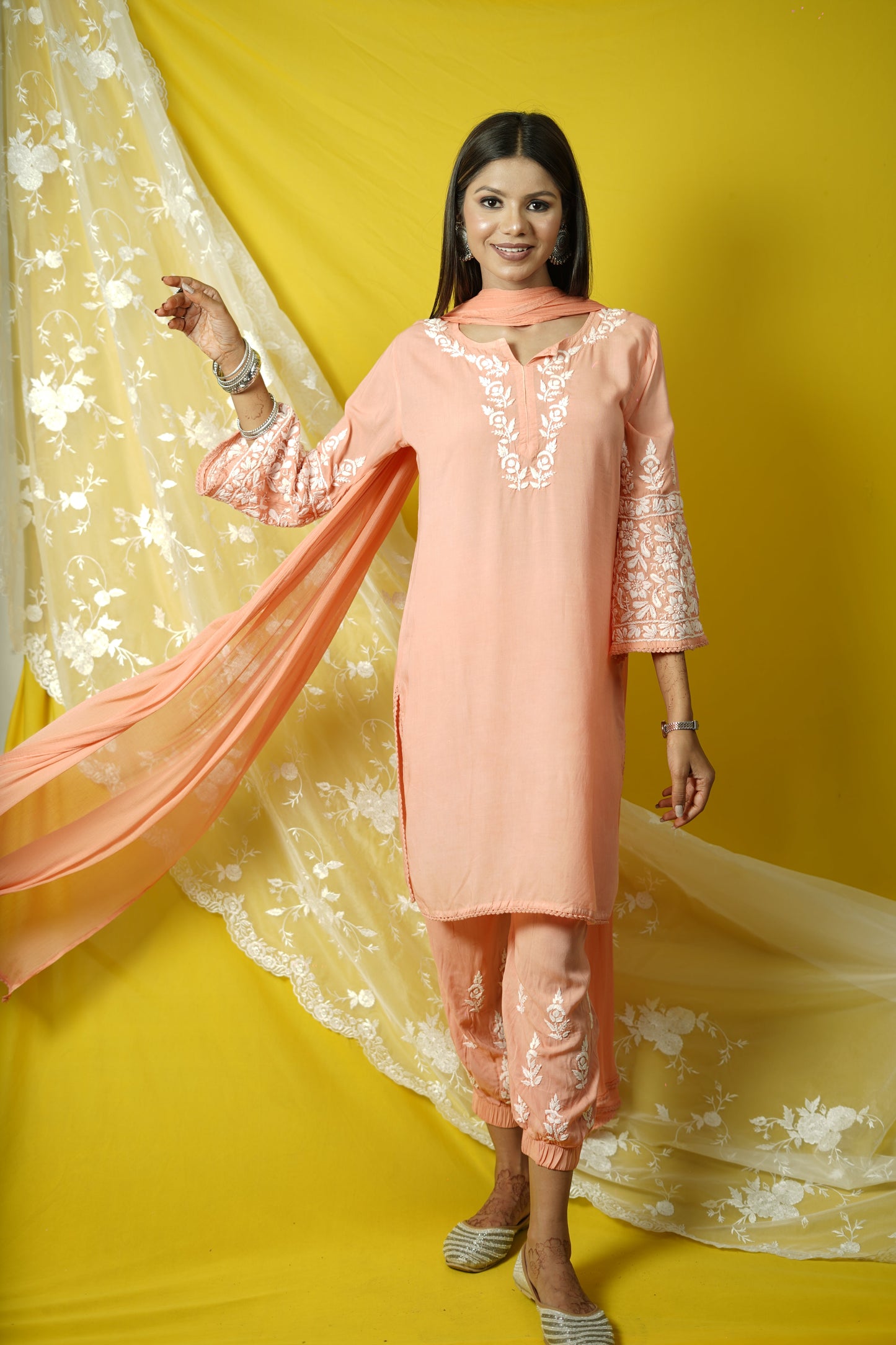 Afghani Style Chikankari Kurta Dupatta Set