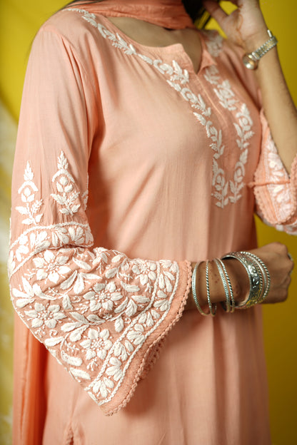 Afghani Style Chikankari Kurta Dupatta Set