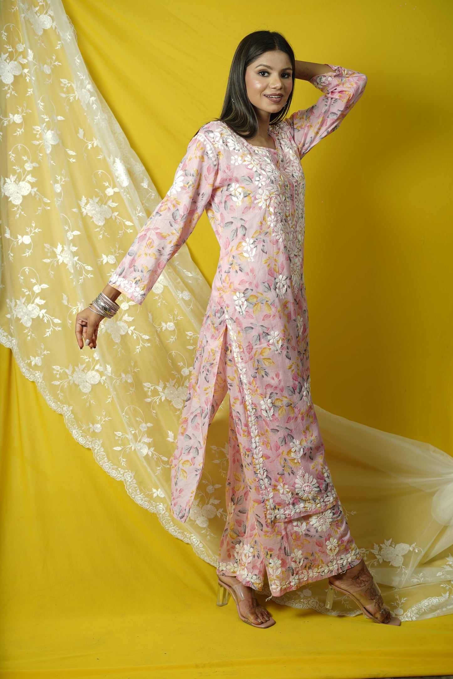 Cotton Chikankari printed co-ord set