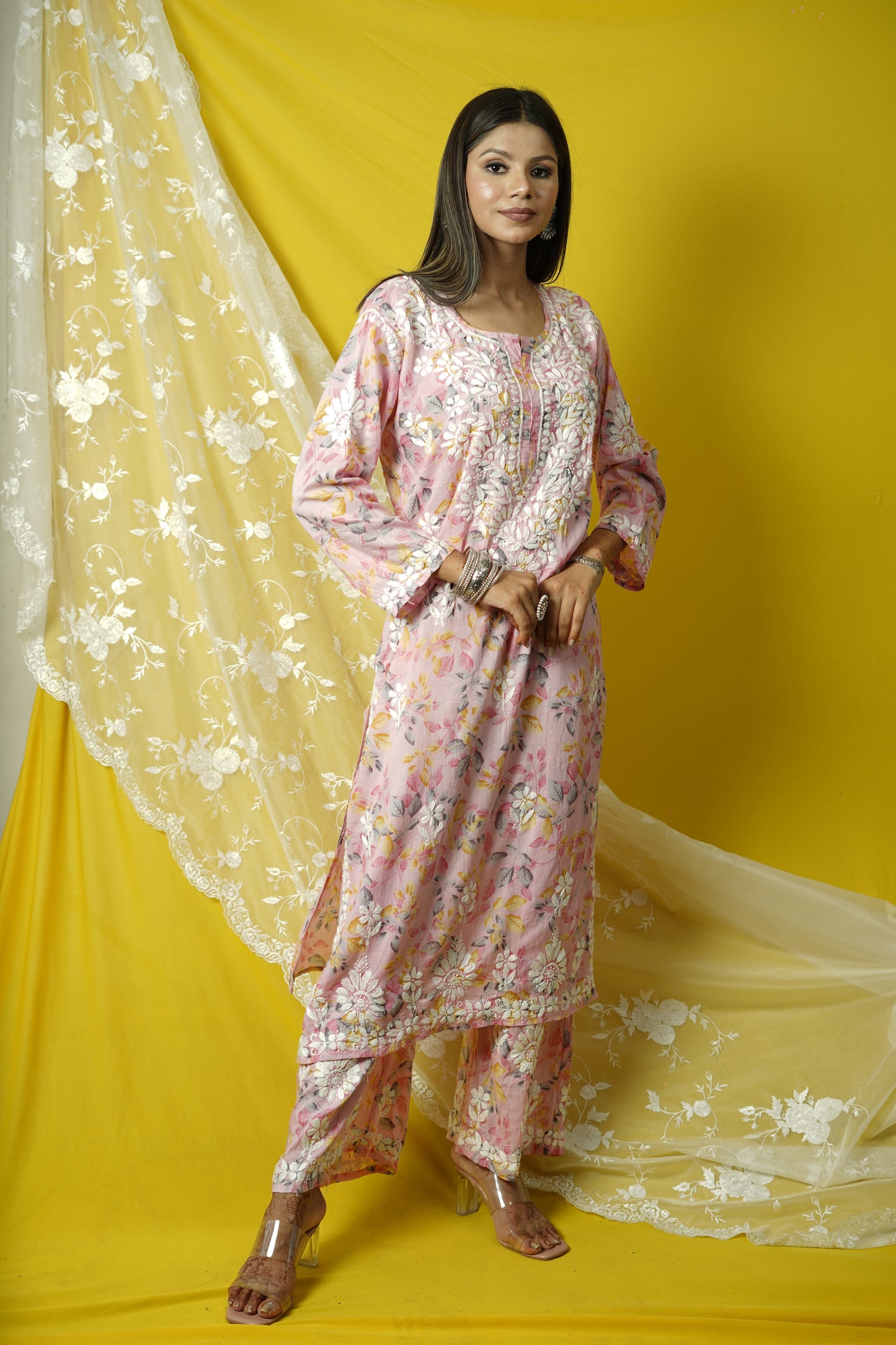 Cotton Chikankari printed co-ord set