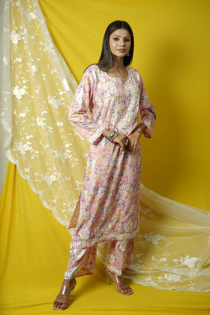 Cotton Chikankari printed co-ord set