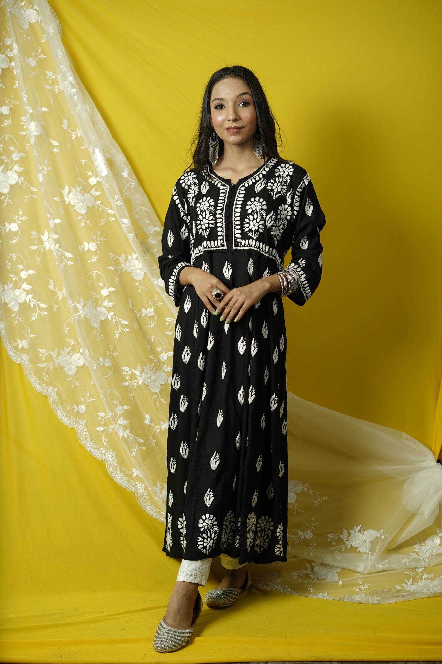 Modal Chikankari Anarkali Kurti