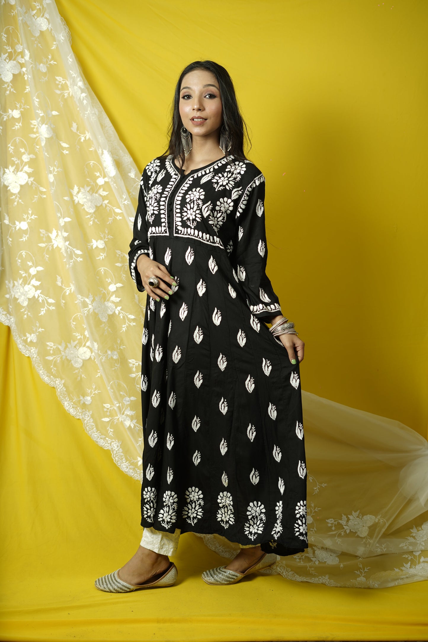 Modal Chikankari Anarkali Kurti