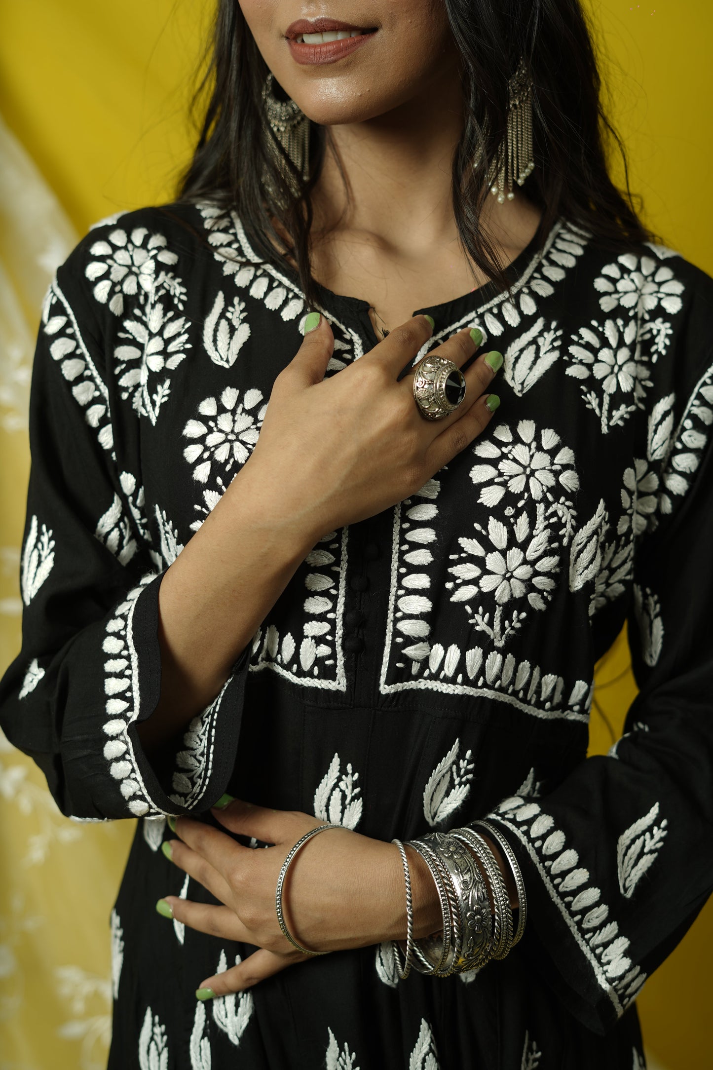 Modal Chikankari Anarkali Kurti