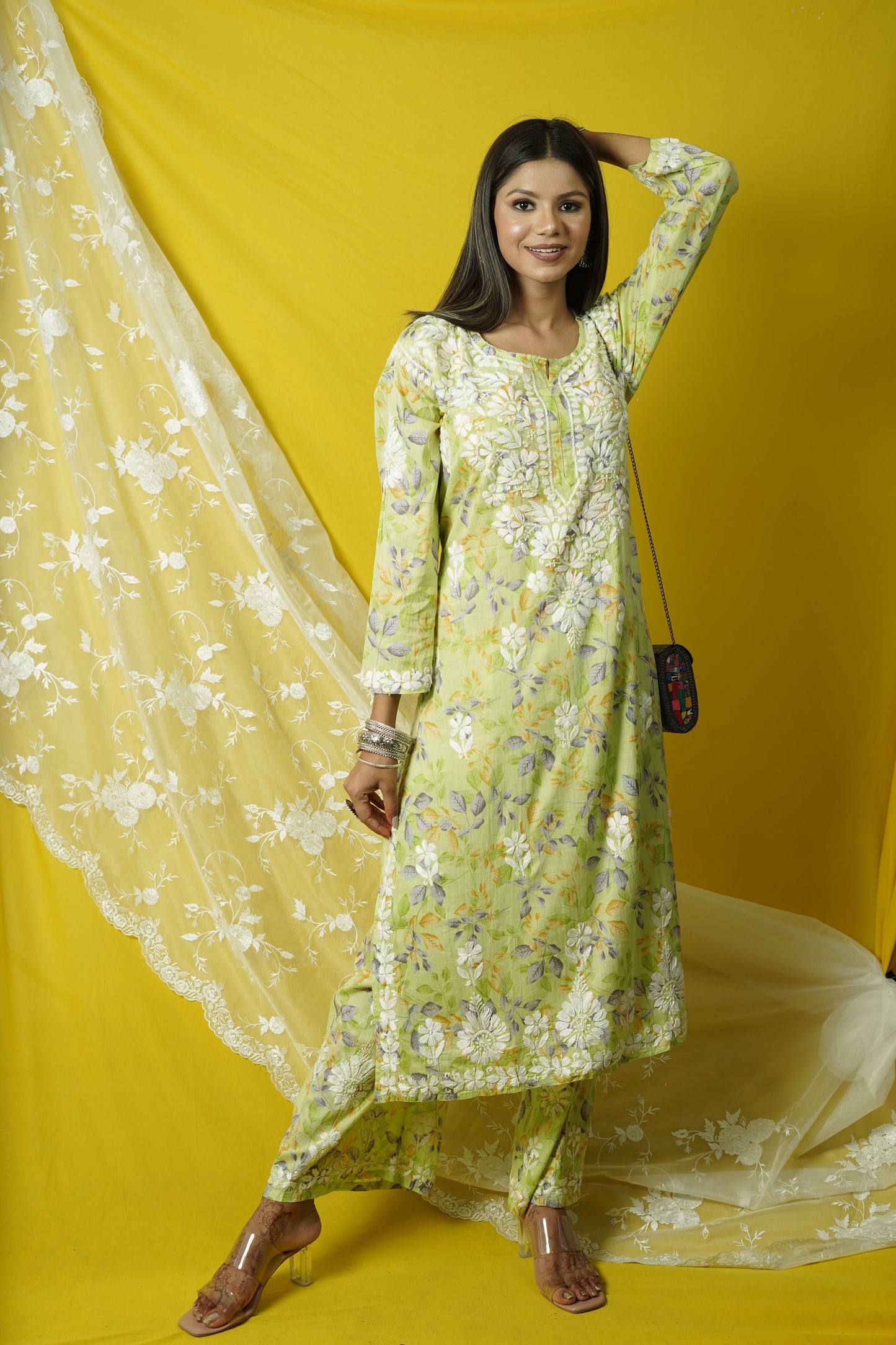 Cotton Chikankari printed co-ord set