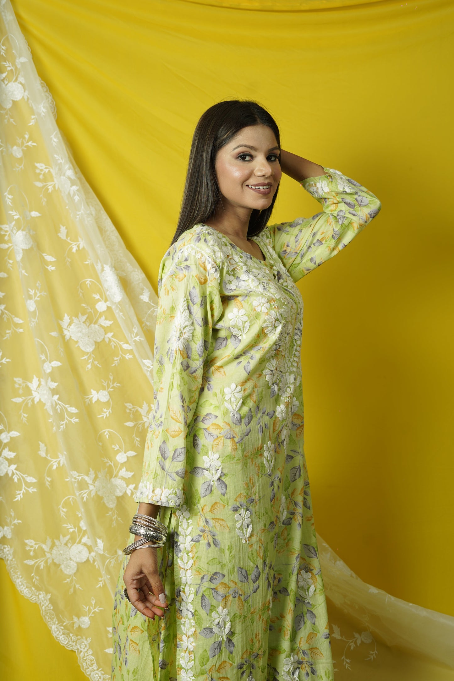 Cotton Chikankari printed co-ord set