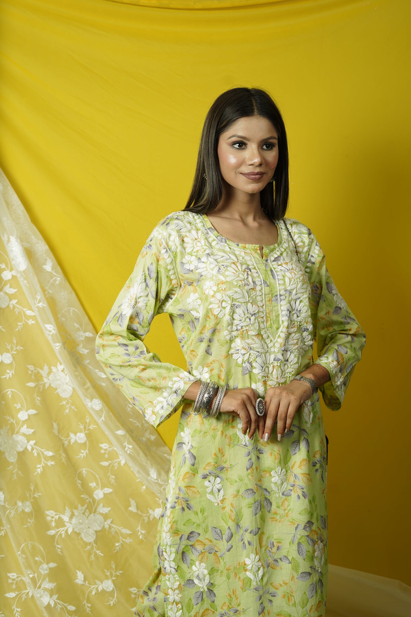 Cotton Chikankari printed co-ord set