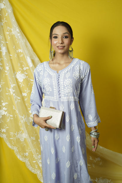 Modal Chikankari Anarkali Kurti