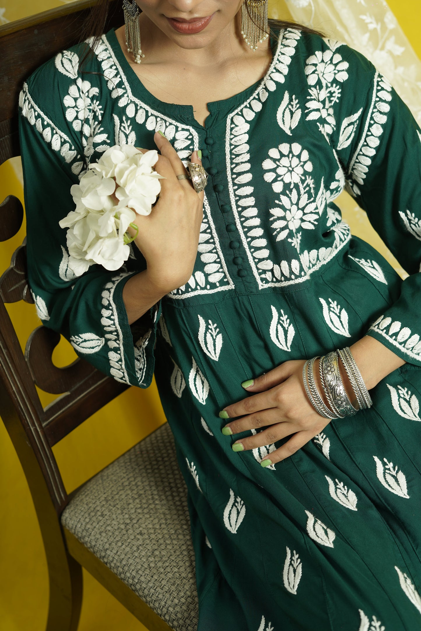 Modal Chikankari Anarkali Kurti