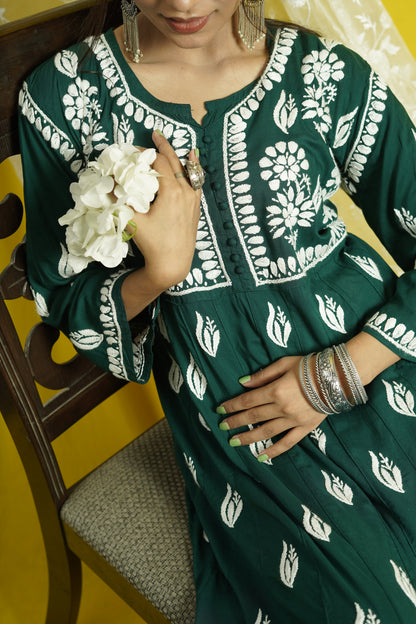 Modal Chikankari Anarkali Kurti