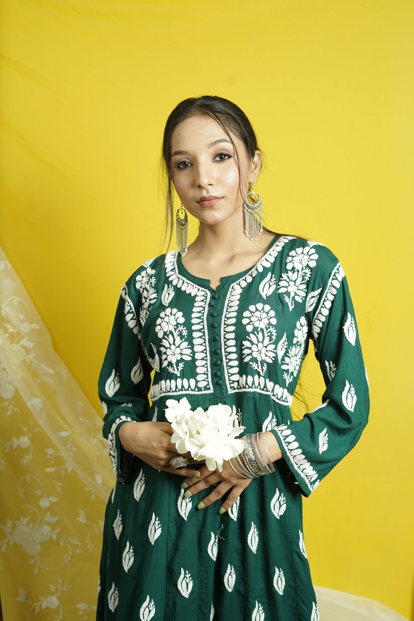 Modal Chikankari Anarkali Kurti