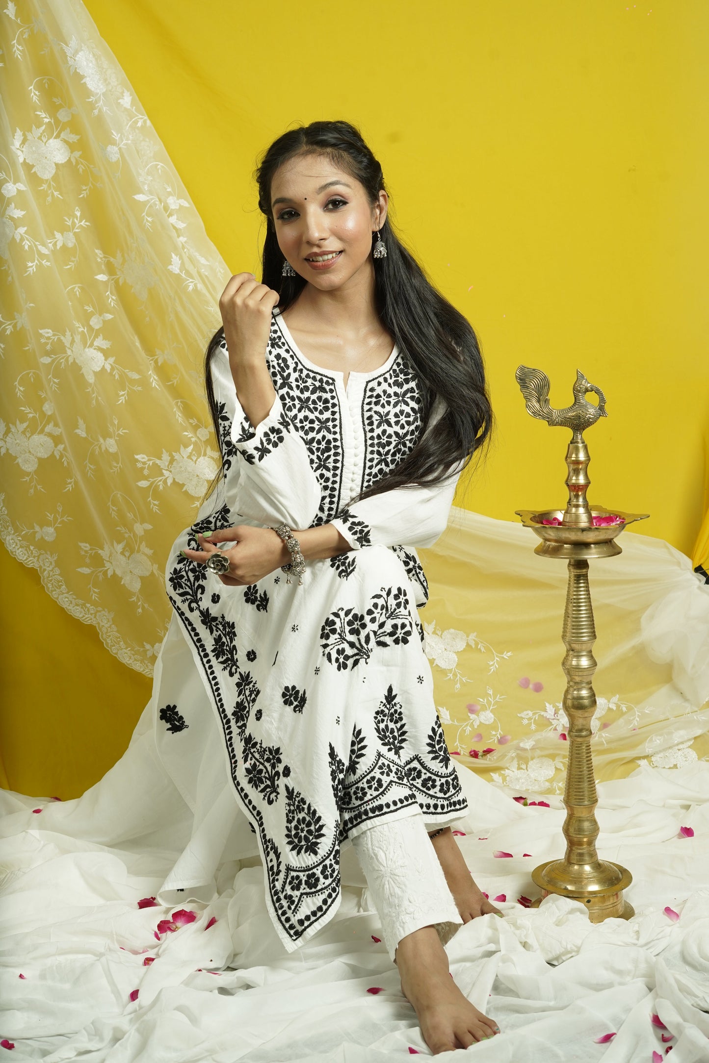 Pure Cotton Chikankari Long Kurti