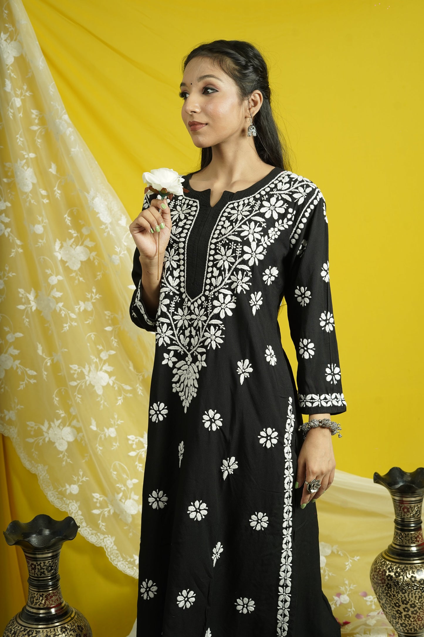 Hand embroidered Lucknowi Chikankari Rayon Co-ord Set