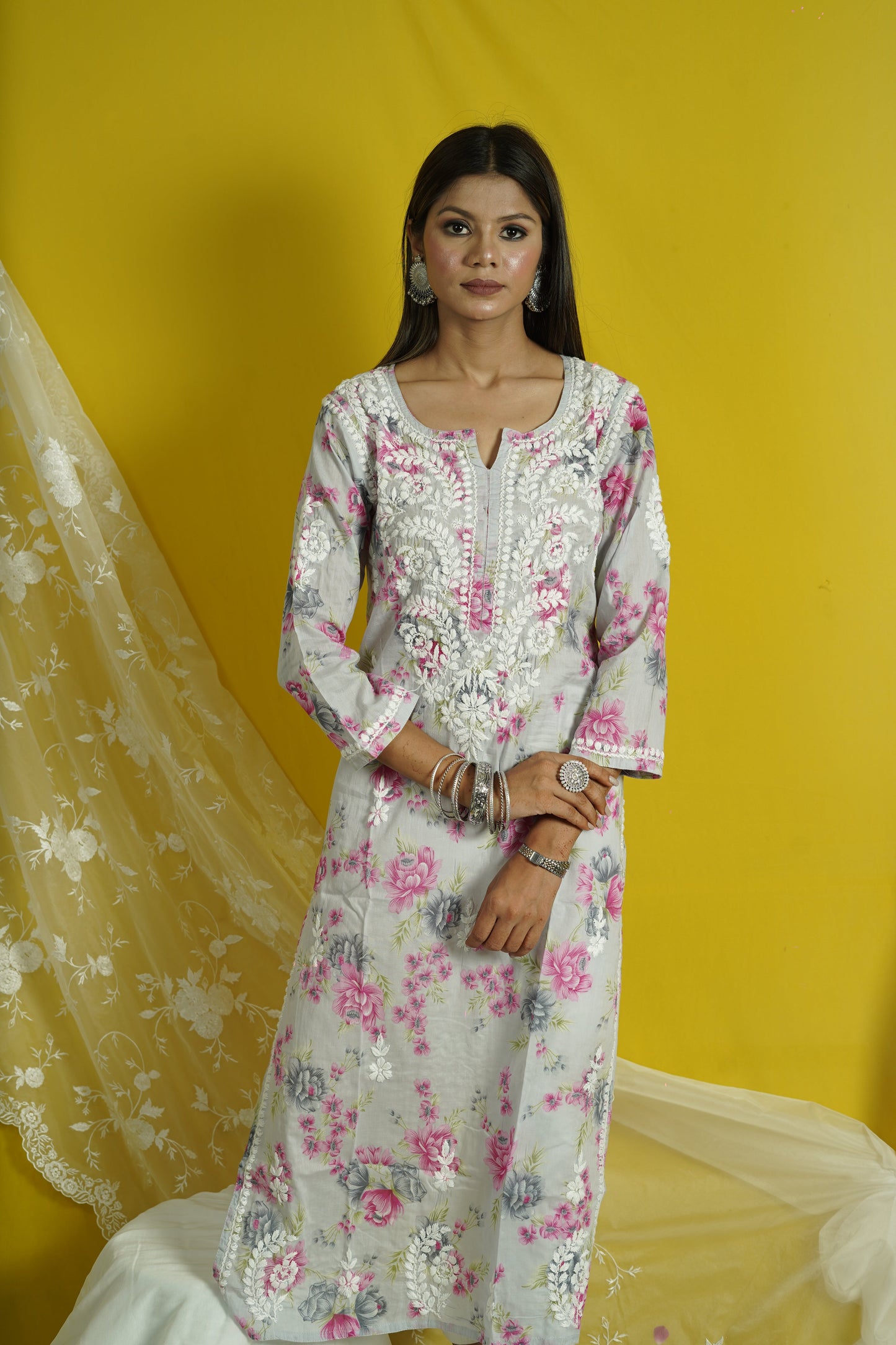 Cotton Printed Chikankari Kurti