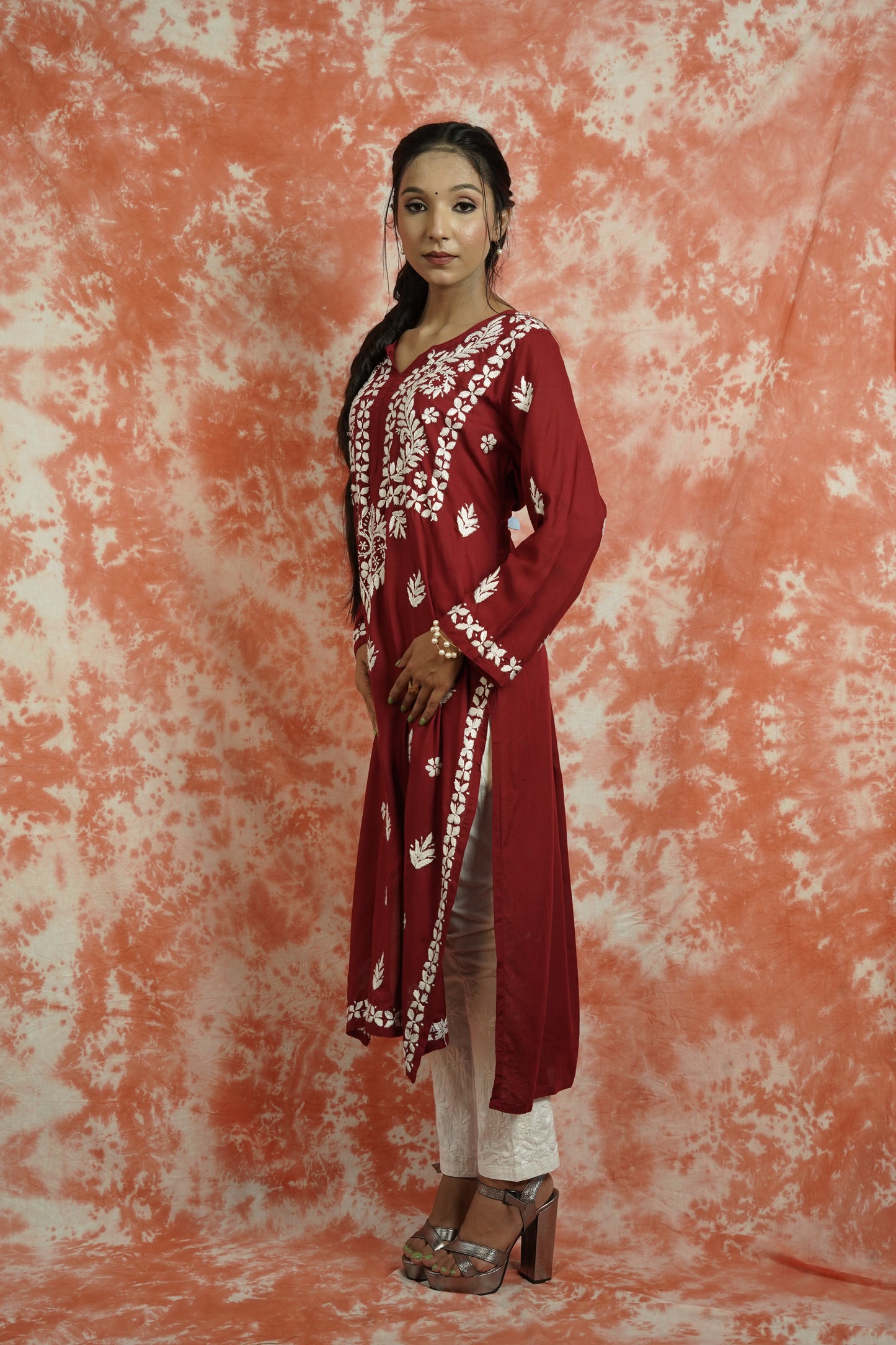 Rayon Chikankari Long Kurti
