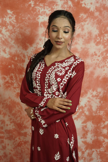 Rayon Chikankari Long Kurti