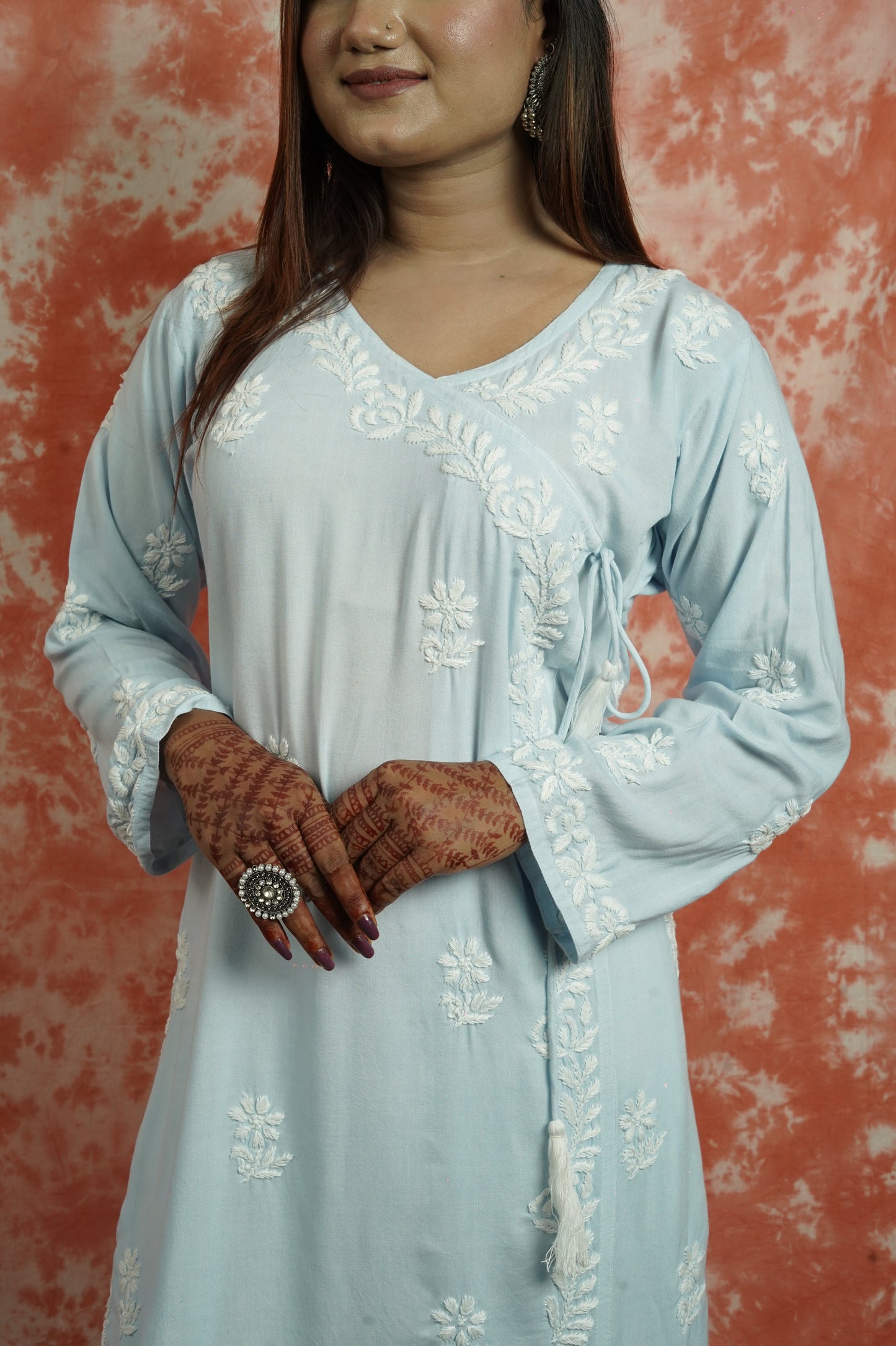 Rayon Chikankari long Angarakha kurta