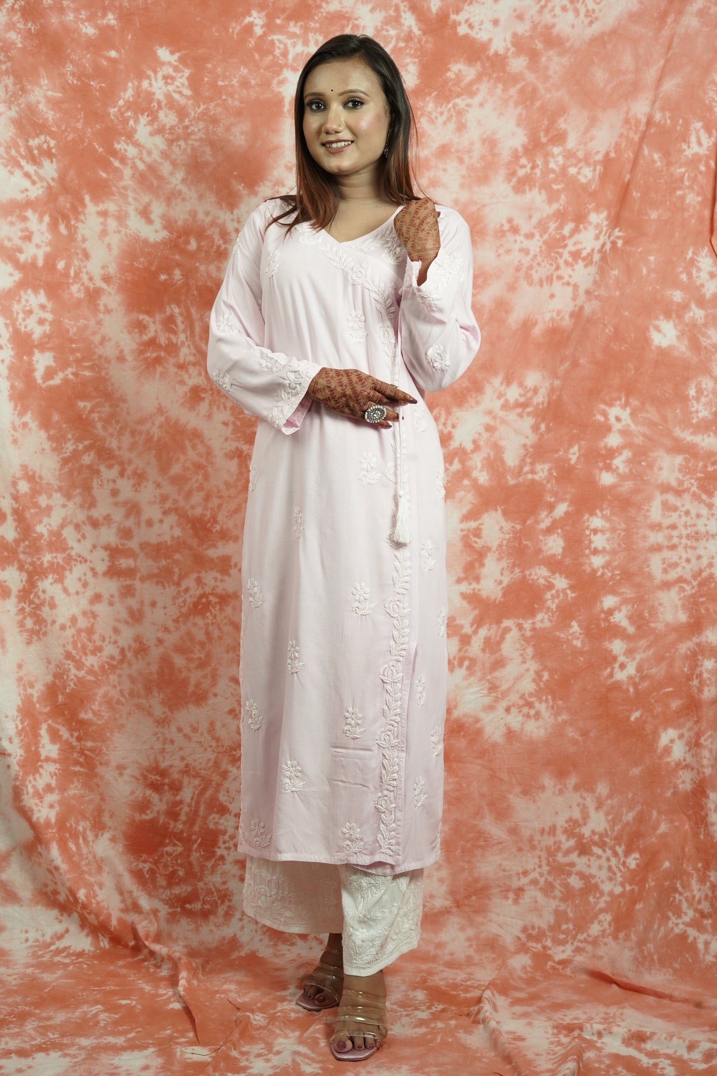 Rayon Chikankari long Angarakha kurta