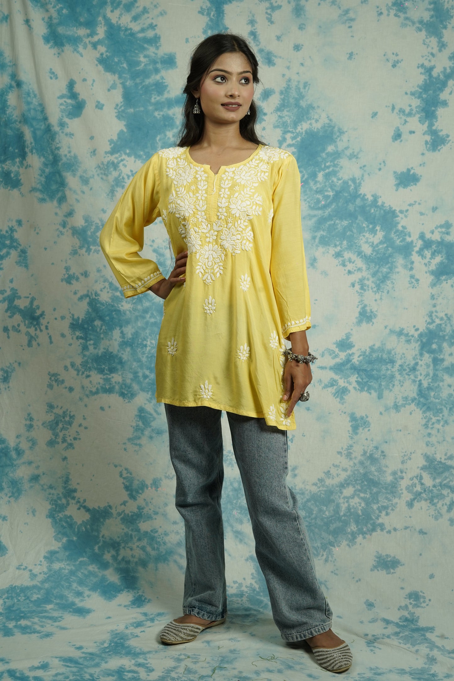 Muslin Chikankari short kurti